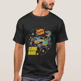 T-shirt Enfants Bonjour 2e année Dinosaur Camion Anniversa