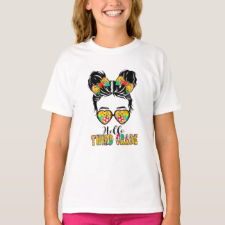 T-shirt Enfants Bonjour 3e année Messy Bow Girls 3e année 