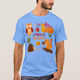 T-shirt Enfants Bonjour Automne Cottagecore Hérisson écure