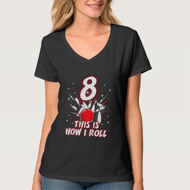 T-shirt Enfants Bowling 8e Anniversaire Fête Comment je ro (Devant)