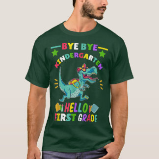 T-shirt Enfants Bye Bye Kindergarten Hello 1ère année Dino