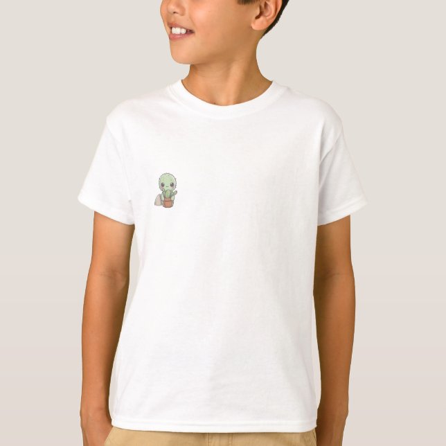 T-shirt Enfants Cactus en Pot Souriants Mignons (Devant)