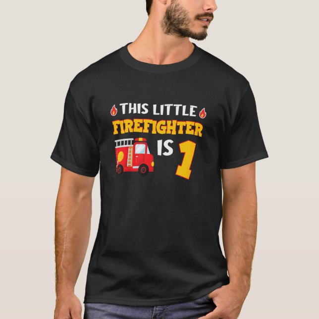 T-shirt Enfants Camion d'incendie 1 an Petit pompier 1 s (Devant)
