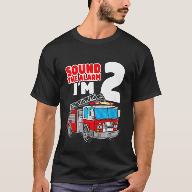 T-shirt Enfants Camion d'incendie 2 ans pompier 2e anniver (Devant)