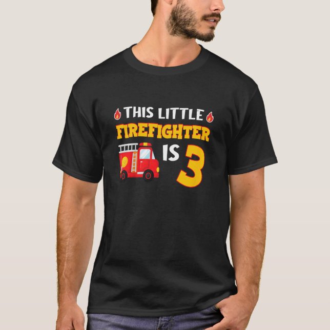 T-shirt Enfants Camion d'incendie 3 ans Petit pompier 3r (Devant)