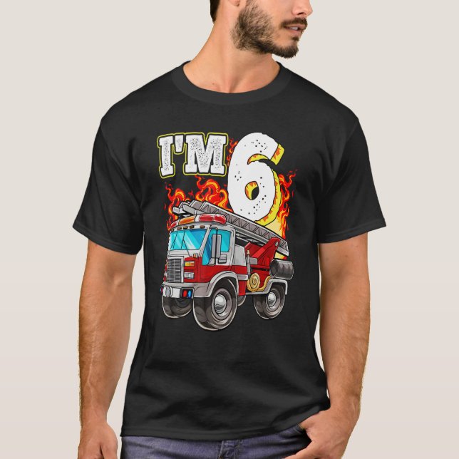 T-shirt Enfants Camion d'incendie 6e anniversaire Garçon P (Devant)