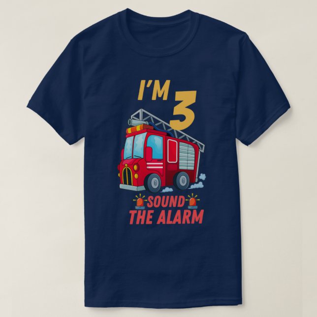 T-shirt Enfants Camions d'incendie Pompier 3e anniversaire (Design devant)