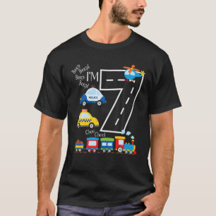 T-shirt Enfants Camions Train 7E Anniversaire Fête Enfant 