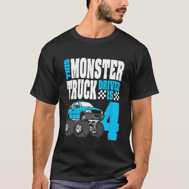 T-shirt Enfants Ce Monster Chauffeur De Camion Est 4 Anniv (Devant)