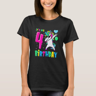 T-shirt Enfants C'est mon 4e anniversaire Dabbing Unicorn