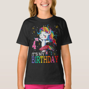 T-shirt Enfants C'est mon 4e anniversaire Unicorne 4 ans f