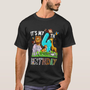 T-shirt Enfants C'est mon 4e anniversaire Zoo Jungle Safar
