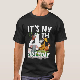 T-shirt Enfants C'est mon 4e anniversaire Zoo Jungle Safar
