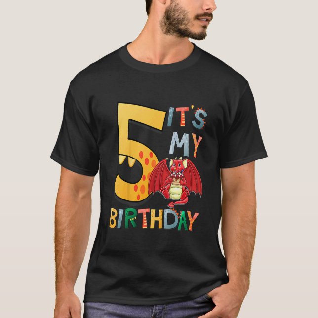 T-shirt Enfants C'est mon 5e anniversaire Dragon 5 Anniver (Devant)