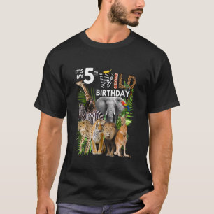 T-shirt Enfants C'est mon 5e anniversaire sauvage Safari A