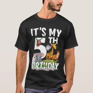 T-shirt Enfants C'est mon 5e anniversaire Zoo Jungle Safar