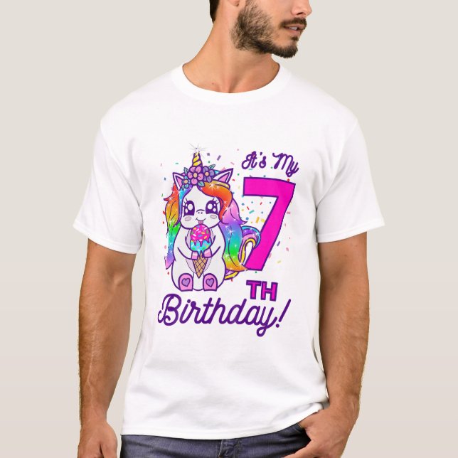 T-shirt Enfants C'est mon 7e anniversaire Crème glacée Rai (Devant)