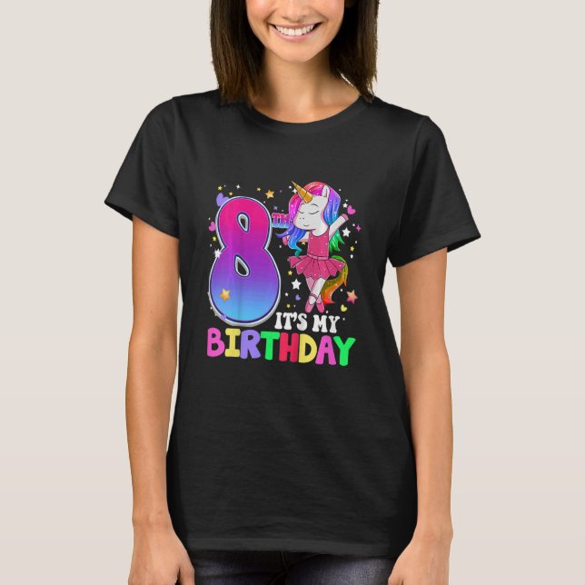 T-shirt Enfants C'est mon 8e anniversaire Unicorne 8 ans G (Devant)