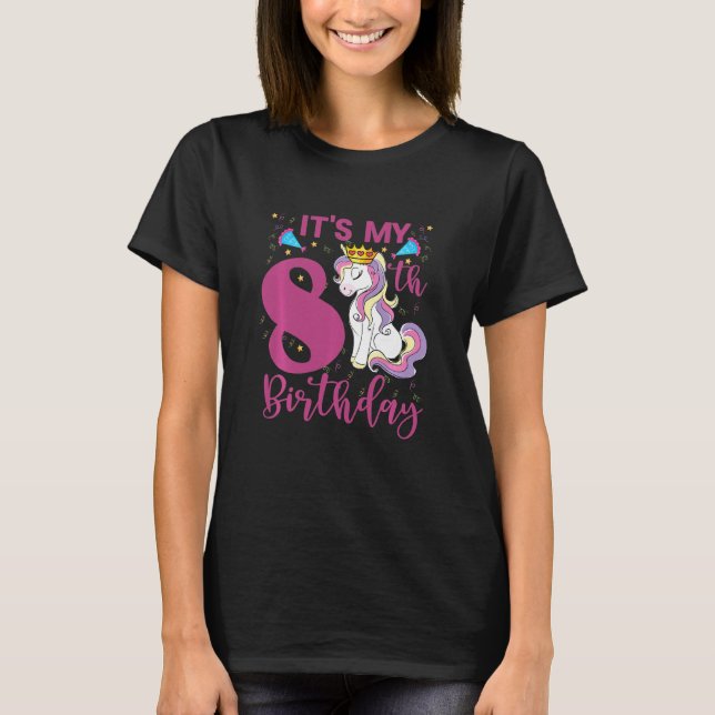 T-shirt Enfants C'est mon 8e anniversaire Unicorne Enfant  (Devant)