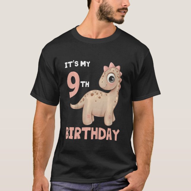 T-shirt Enfants C'est mon 9e anniversaire Joyeux 9 ans Din (Devant)