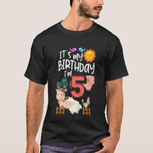T-shirt Enfants C'Est Mon Anniversaire Im 5 Ans Animaux De