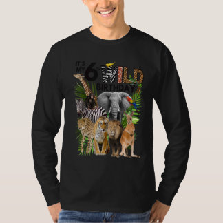 T-shirt Enfants C'est My 6th Wild Birthday Safari Animals 