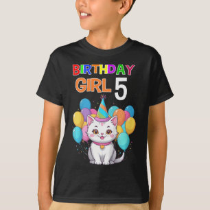 T-shirt Enfants Chat Anniversaire 5 Anniversaire Fille 5e