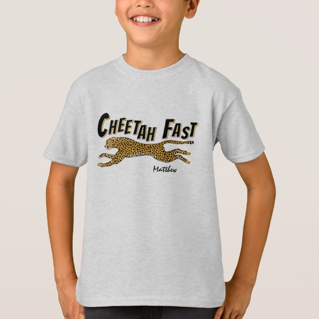 T-shirt Enfants Cheetah Fast Running Sports tendance Amuse (Devant)