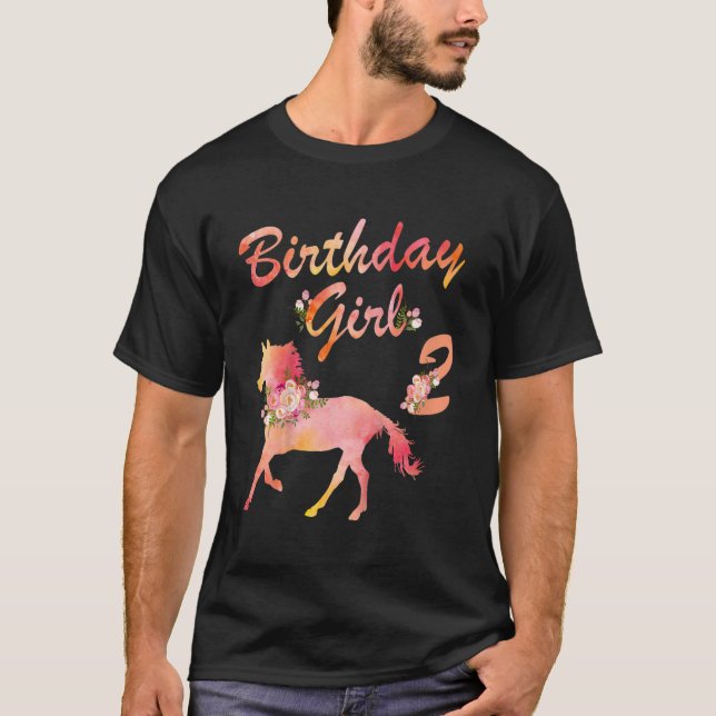T-shirt Enfants Cheval 2e Anniversaire Pour Les Filles Lov (Devant)