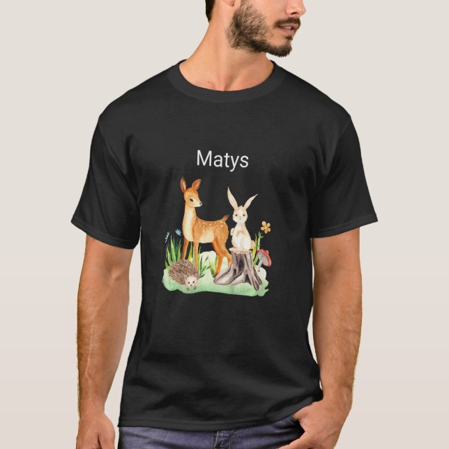 T-shirt Enfants chevreuils lapin hérisson Matys (Devant)