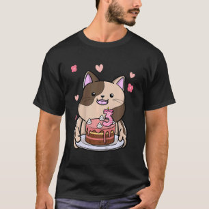 T-shirt Enfants Chubby Chat tenant un gâteau d'anniversair