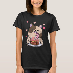 T-shirt Enfants Chubby Chat tenant un gâteau d'anniversair
