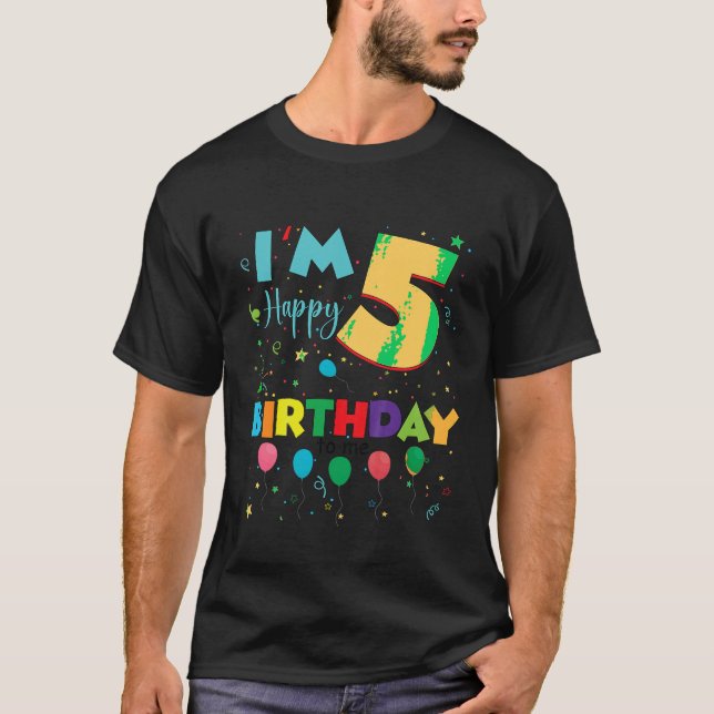 T-shirt Enfants Cinq 5ans 5e anniversaire Joyeux anniversa (Devant)