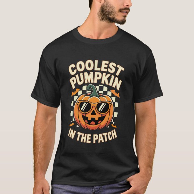 T-shirt Enfants Citrouille La Plus Cool Dans Le Patch Hall (Devant)