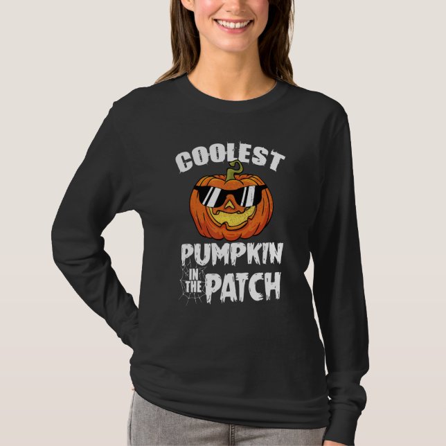 T-shirt Enfants Citrouille la plus cool du patch Halloween (Devant)