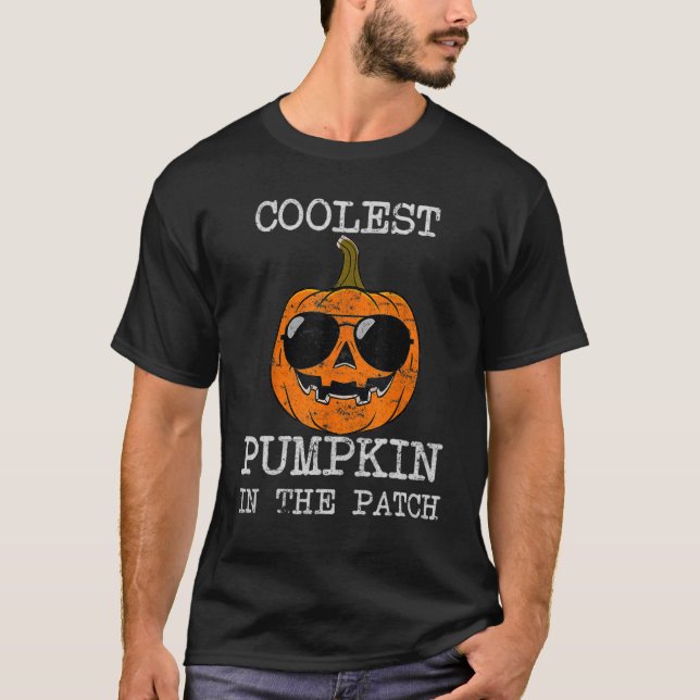 T-shirt Enfants Citrouille la plus cool du patch Halloween (Devant)