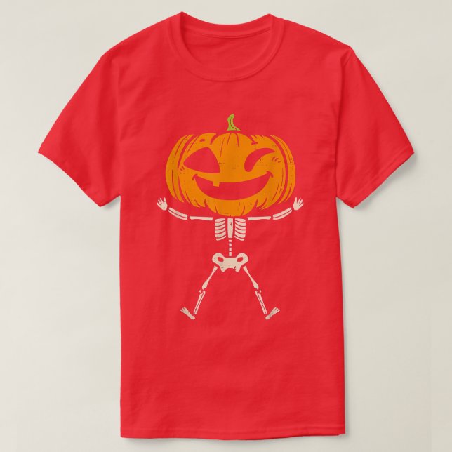 T-shirt Enfants Citrouille Skeleton mignonne Éffrayant Tod (Design devant)