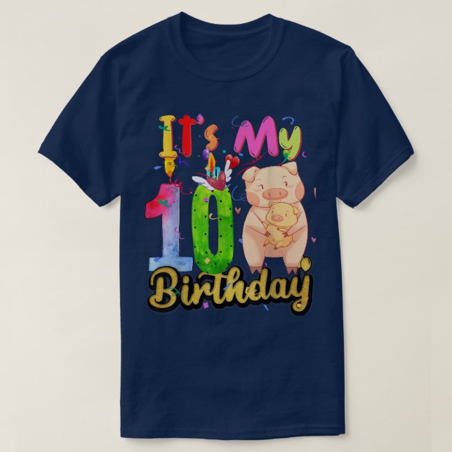 T-shirt Enfants Cochon 10e anniversaire 10 ans Cochon Anni (Design devant)