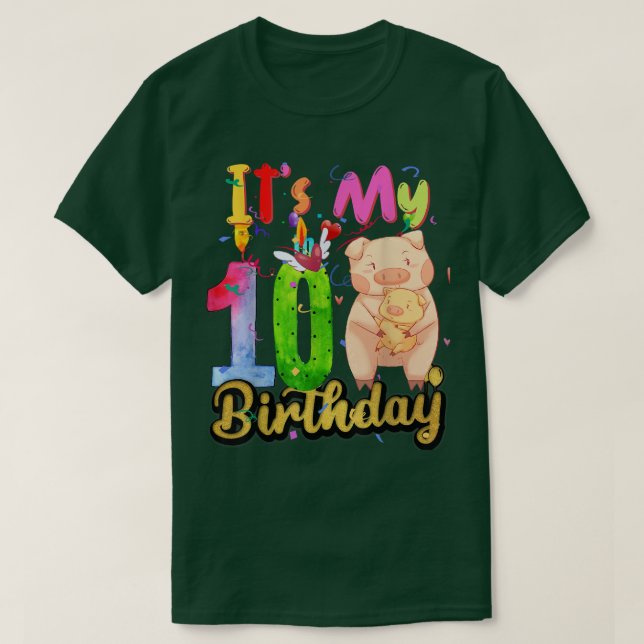 T-shirt Enfants Cochon 10e anniversaire 10 ans Cochon Anni (Design devant)