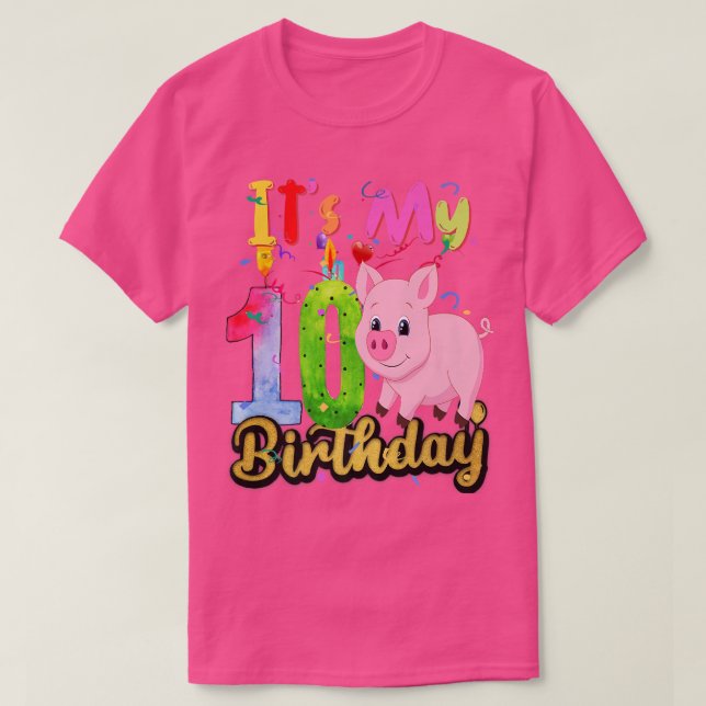 T-shirt Enfants Cochon 10e anniversaire 10 ans Cochon Anni (Design devant)