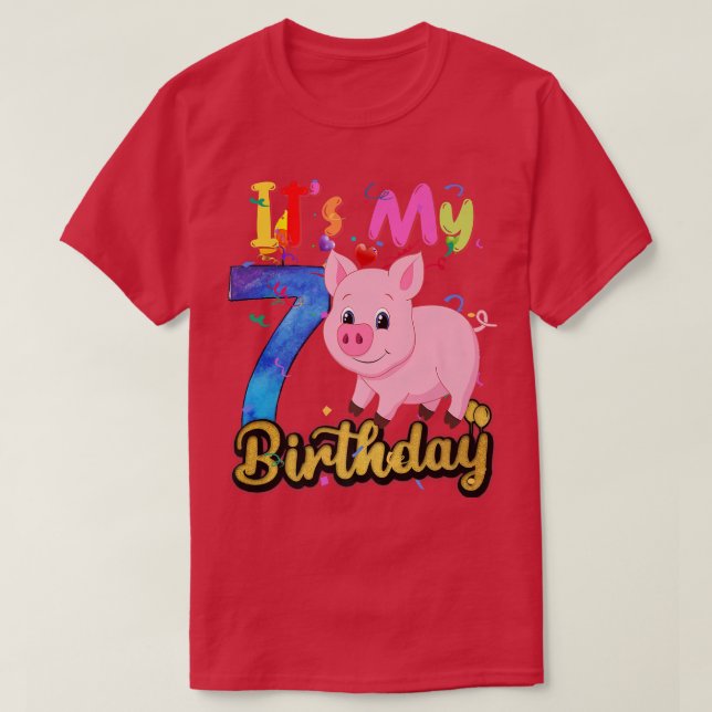 T-shirt Enfants Cochon 7e anniversaire 7 ans Cochon Annive (Design devant)