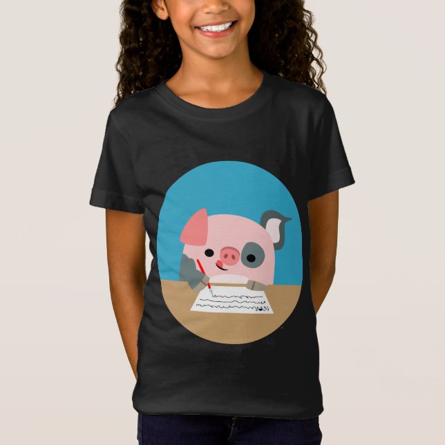 T-shirt Enfants Cochon Écriture Caricature (Devant)