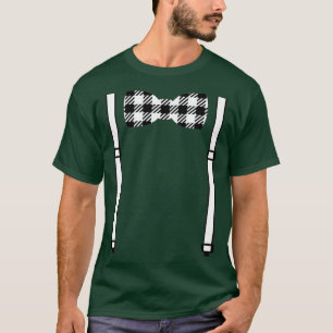 T-shirt Enfants Cravate à bison plate blanche et Suspendan