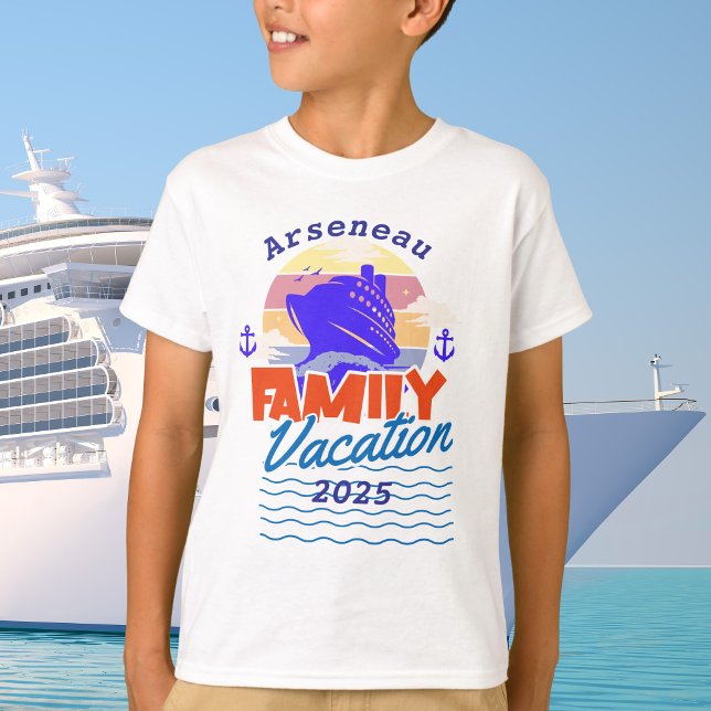 T-shirt Enfants croisière famille bleu/orange PERSONNALISE (Créateur téléchargé)