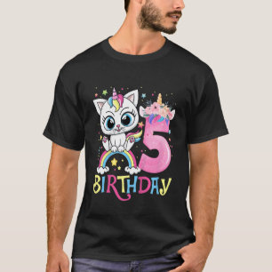 T-shirt Enfants Cute Chat Unicorn Visage Floral 5 Ans 5e B