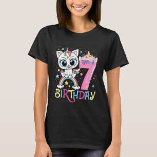 T-shirt Enfants Cute Chat Unicorn Visage Floral 7 Année 7è