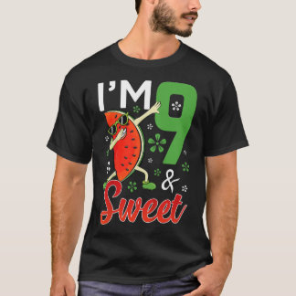 T-shirt Enfants Cute Im 9 Ans & Sweet Dabbing Watermelo