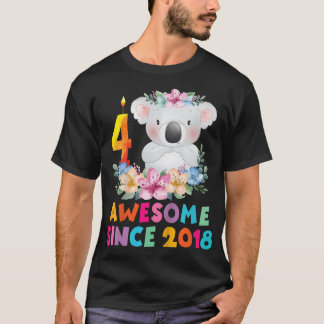 T-shirt Enfants Cute Koala Ours 4 Ans Anniversaire Tenue P