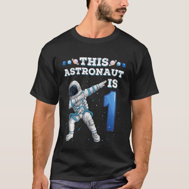 T-shirt Enfants Dabbing Astronaut 1 an Anniversaire Garçon (Devant)