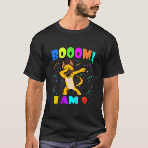 T-shirt Enfants Dabbing German Shepherd Boom I Am 9 Boy Gi